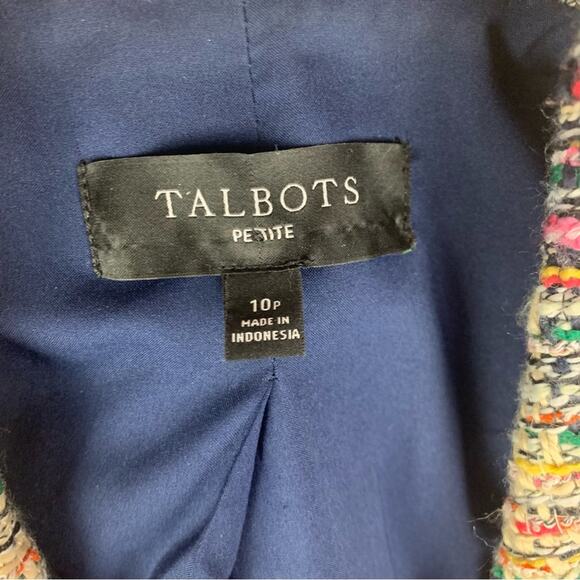 Talbots women's size 10 Petite tweed blazer button front multi colored business - Picture 3 of 10